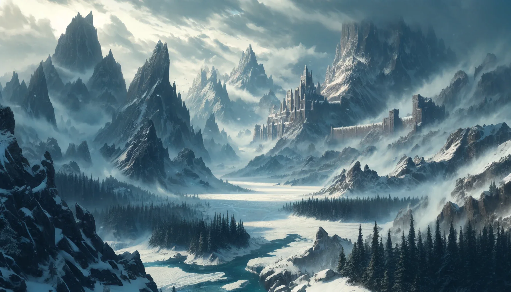 Montagnes enneigées et vallées glacées d’Iceter