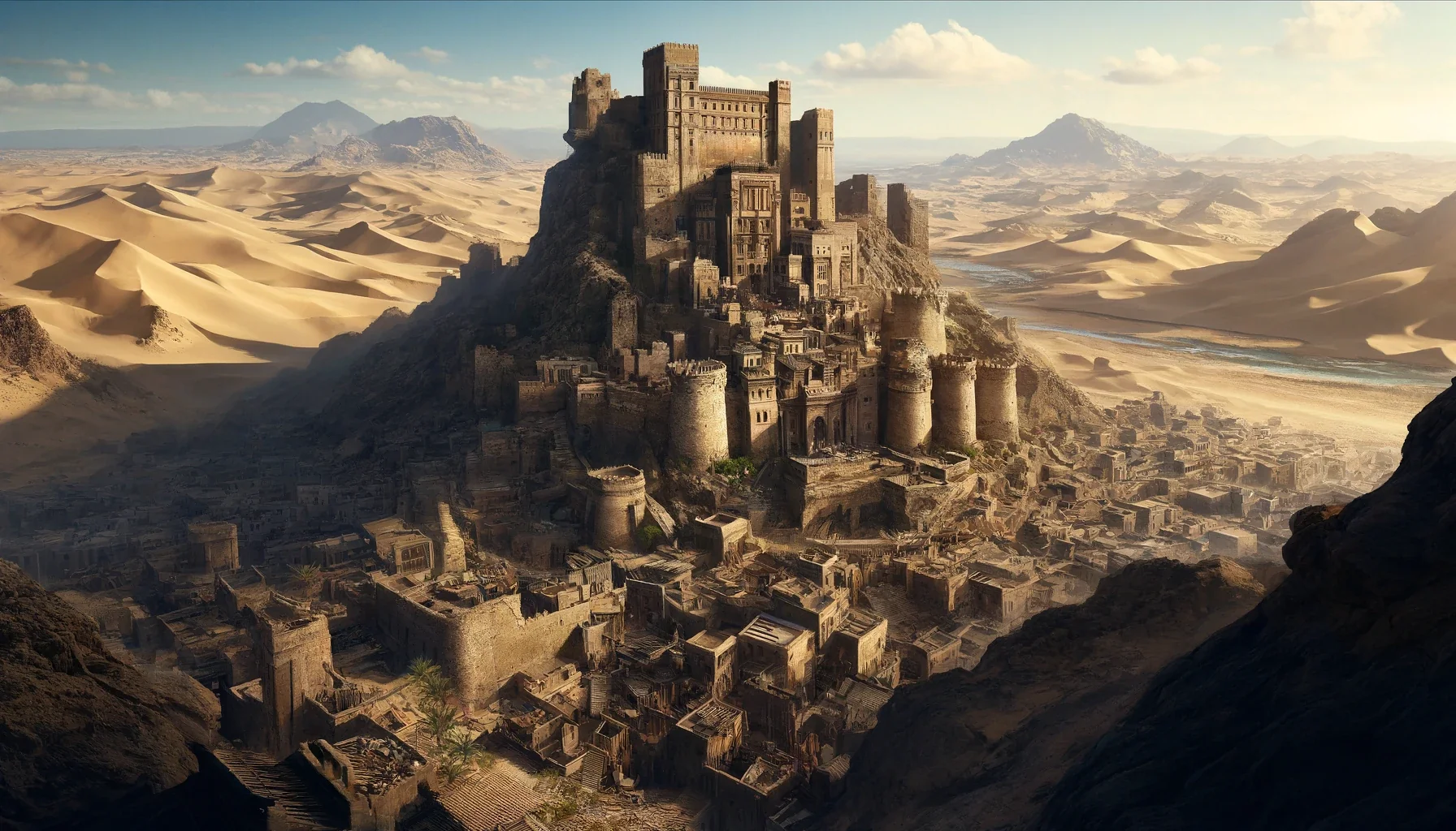 Illustration de la cité de Minos au milieu du désert